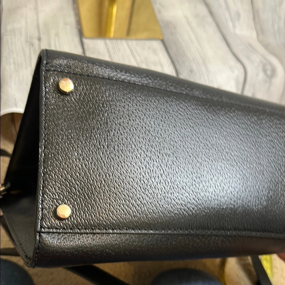 Kate Spade Leather Black Satchel with crossbody strap Gold Hardware